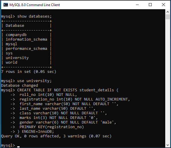 How to Create a table in MySQL