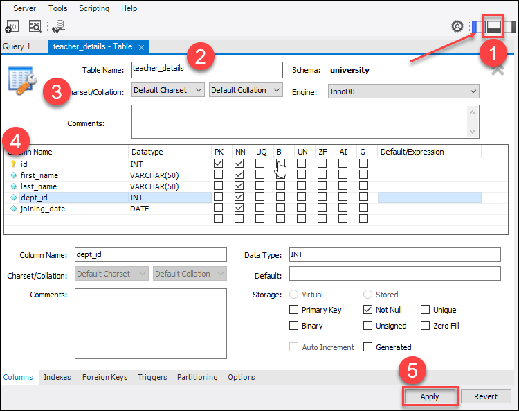 How to Create a table in MySQL