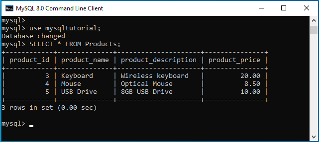 mysql drop table