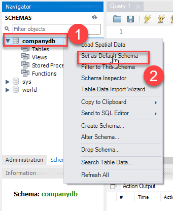 How to select database in MySQL